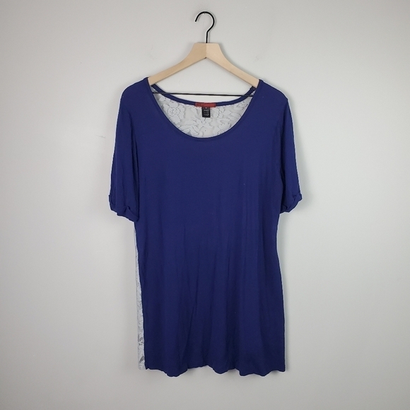 BKE Navy Lace Back Blouse XL - Picture 2 of 6